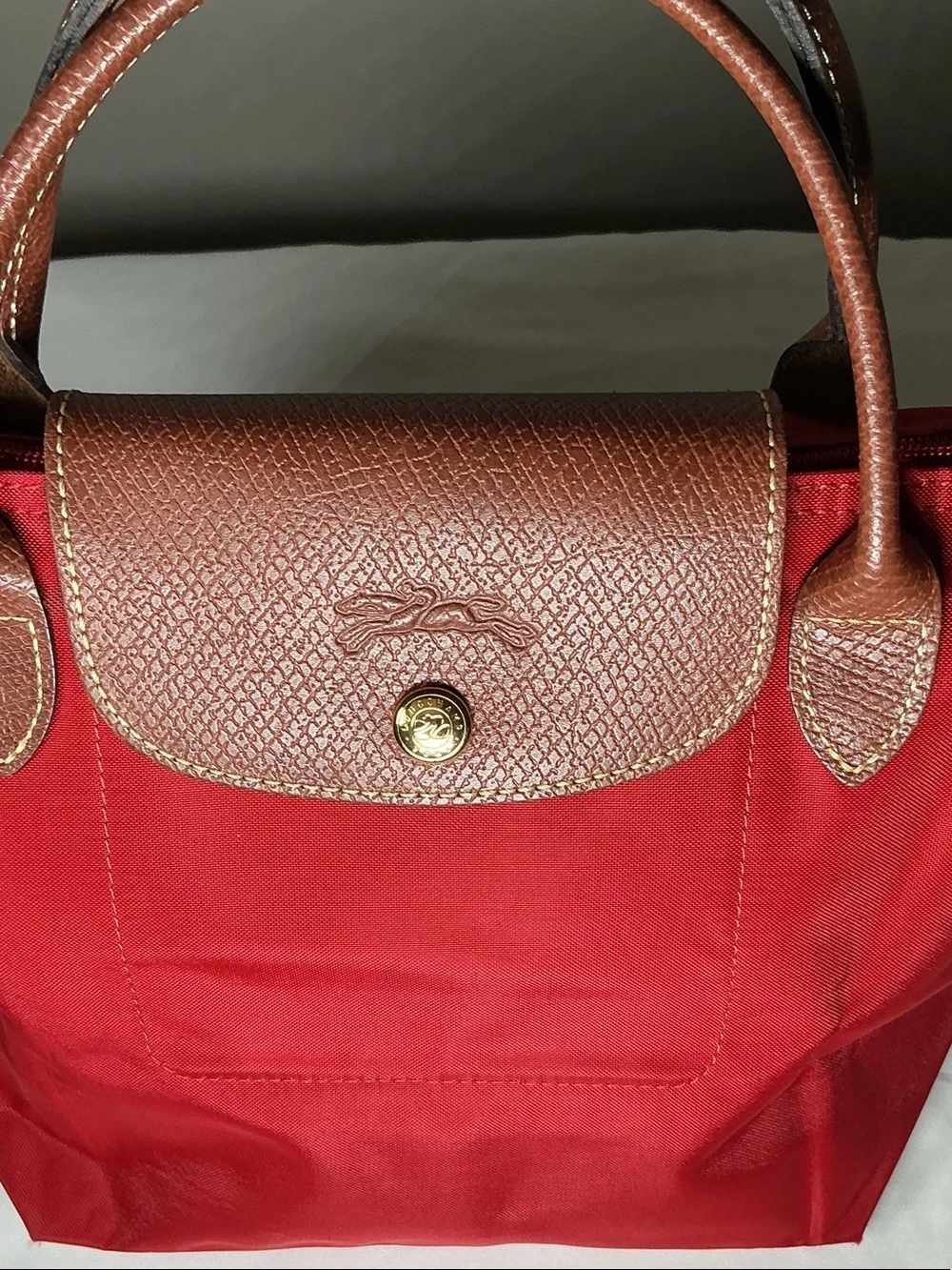 Longchamp Le Pliage Small Red Tote Bag | Made in France | Like New - Picture 4 of 9